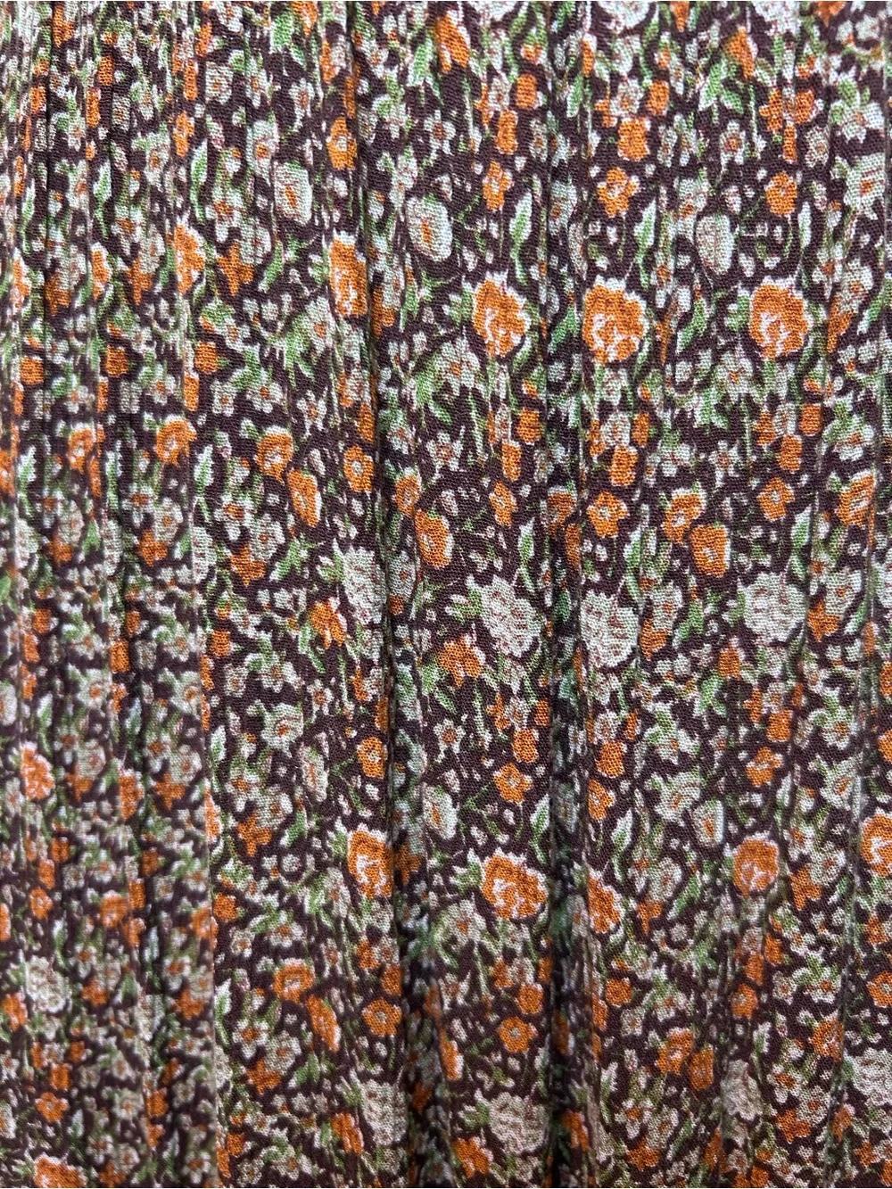 Natural Life Brown floral Darcy maxi dress size small smocked peasant 70s hippie - Picture 6 of 8